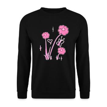 fleurs rose papillon coeur naturel - Sweat-shirt Unisexe - noir - Devant - Alina (178cm) & Michal (187cm)