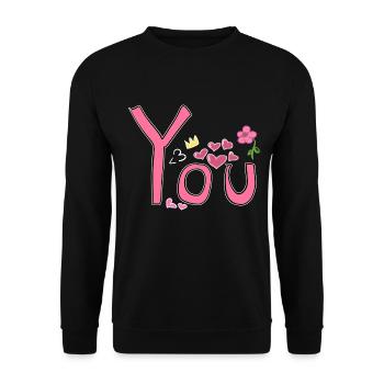 du liebe herz pink symbole herzen - Unisex Pullover - Schwarz - Vorne - Alina (178cm) & Michal (187cm)