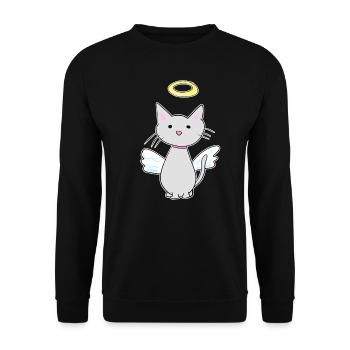 angel cat protector pet - Unisex Sweatshirt - black - Front - Alina (178cm) & Michal (187cm)