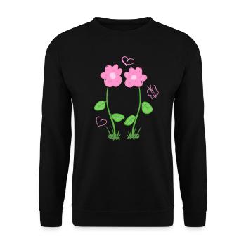 pink flowers heart couple valentine's day - Unisex Sweatshirt - black - Front - Alina (178cm) & Michal (187cm)