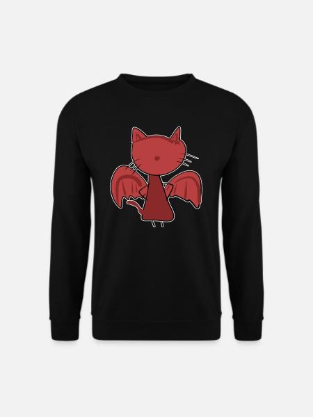 evil cat cartoon devil red - Unisex Sweatshirt - black