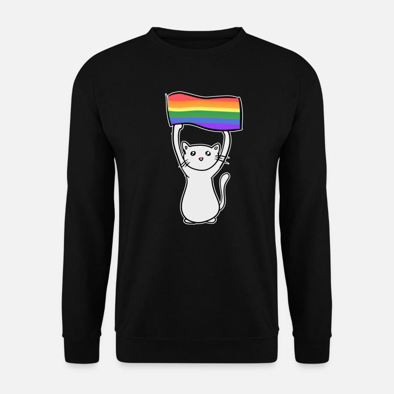 chat gris avec l’amour du drapeau lgbt - Sweat-shirt Unisexe - noir