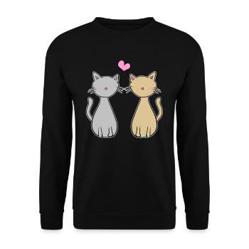 cat lovers dear couple - Unisex Sweatshirt - black - Front - Alina (178cm) & Michal (187cm)