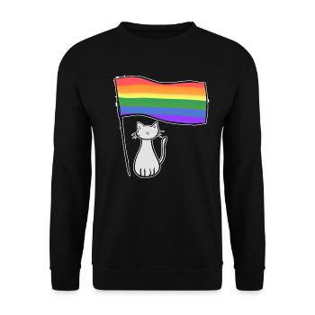 gray cat lgbt flag symbol love - Unisex Sweatshirt - black - Front - Alina (178cm) & Michal (187cm)
