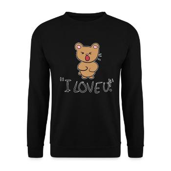 I love you bear cartoon teddy - Unisex Sweatshirt - black - Front - Alina (178cm) & Michal (187cm)