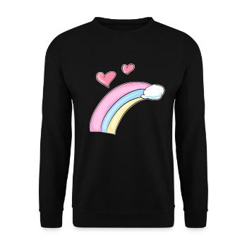 rainbow hearts cloud cartoon symbol - Unisex Sweatshirt - black - Front - Alina (178cm) & Michal (187cm)