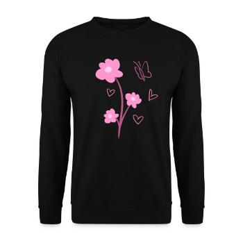 flowers symbol plant nature butterfly pink - Unisex Sweatshirt - black - Front - Alina (178cm) & Michal (187cm)