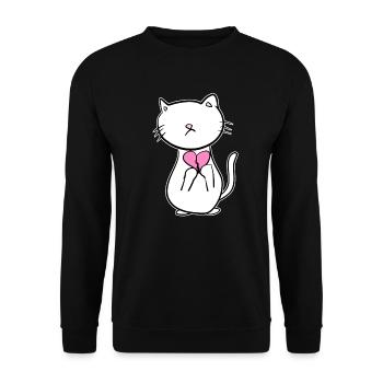 cat broken heart sad love - Unisex Sweatshirt - black - Front - Alina (178cm) & Michal (187cm)