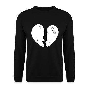 cartoon broken heart red - Unisex Sweatshirt - black - Front - Alina (178cm) & Michal (187cm)