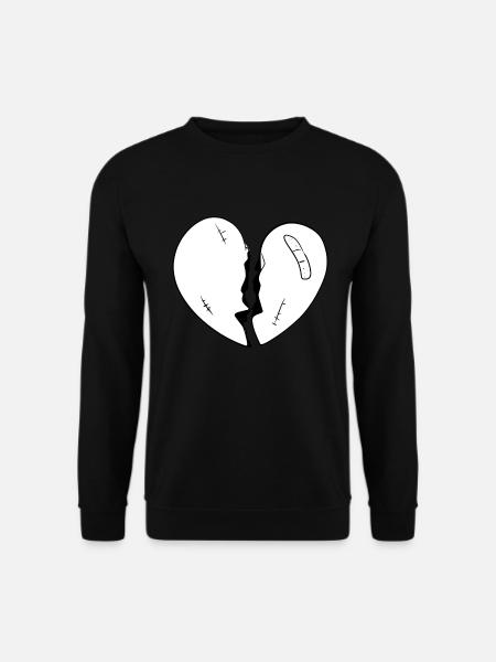 cartoon broken heart red - Unisex Sweatshirt - black