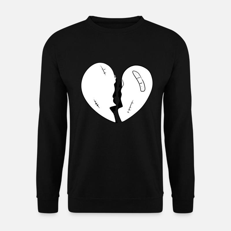 cartoon gebrochenes herz rot - Unisex Pullover - Schwarz