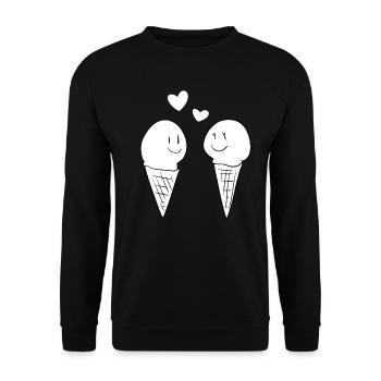 liebe eis essen valentinstag süß - Unisex Pullover - Schwarz - Vorne - Alina (178cm) & Michal (187cm)