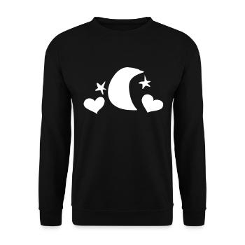 hearts love stars moon symbol - Unisex Sweatshirt - black - Front - Alina (178cm) & Michal (187cm)