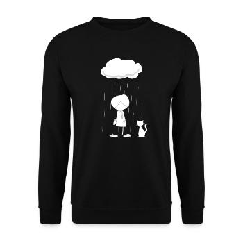 trauriges mädchen wolke regen katze - Unisex Pullover - Schwarz - Vorne - Alina (178cm) & Michal (187cm)