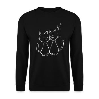 chats amoureux animaux animal symbole cœur amour - Sweat-shirt Unisexe - noir - Devant - Alina (178cm) & Michal (187cm)