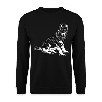 Altdeutscher Schäferhund - Unisex Pullover - Schwarz - Vorne - Alina (178cm) & Michal (187cm)