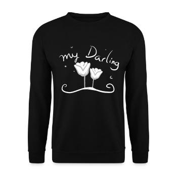 mein Liebling Darling Blume Rosa rose - Unisex Pullover - Schwarz - Vorne - Alina (178cm) & Michal (187cm)