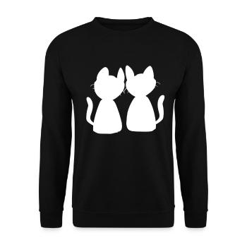 Katzen Freunde Tiere Symbol Katzenliebe - Unisex Pullover - Schwarz - Vorne - Alina (178cm) & Michal (187cm)