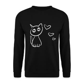 Cat Animal Cute Pet Hearts - Unisex Sweatshirt - black - Front - Alina (178cm) & Michal (187cm)