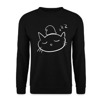 schlafen katze tier symbol gute nacht - Unisex Pullover - Schwarz - Vorne - Alina (178cm) & Michal (187cm)