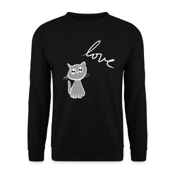 Katzen liebe Tiere süß Haustier klein - Unisex Pullover - Schwarz - Vorne - Alina (178cm) & Michal (187cm)