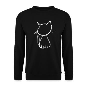 Katze Tier süß Haustier klein Form - Unisex Pullover - Schwarz - Vorne - Alina (178cm) & Michal (187cm)
