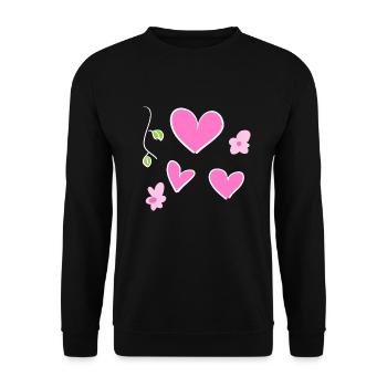 Herzen Symbol Ast Natur - Unisex Pullover - Schwarz - Vorne - Alina (178cm) & Michal (187cm)