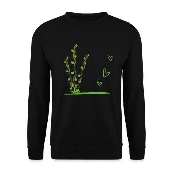 Plant Nature Symbol Leaves - Unisex Sweatshirt - black - Front - Alina (178cm) & Michal (187cm)