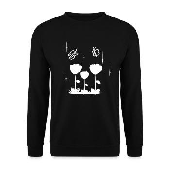 butterfly flowers natural - Unisex Sweatshirt - black - Front - Alina (178cm) & Michal (187cm)