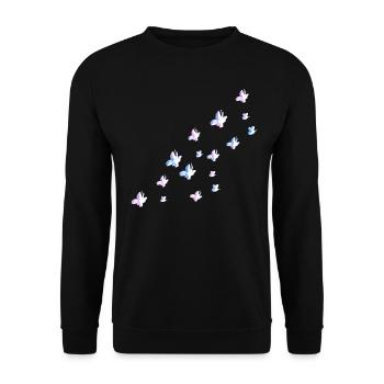glitzer schmetterlinge bienen natur rosa - Unisex Pullover - Schwarz - Vorne - Alina (178cm) & Michal (187cm)