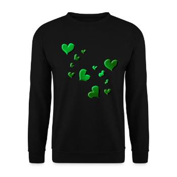 Heart pattern green symbol glitter - Unisex Sweatshirt - black - Front - Alina (178cm) & Michal (187cm)