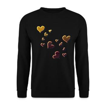 Motif Cœur Coeur Symbole rouge paillettes jaune - Sweat-shirt Unisexe - noir - Devant - Alina (178cm) & Michal (187cm)