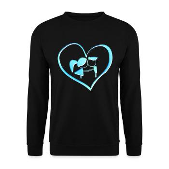 Symbol herz liebespaar pärchen blau - Unisex Pullover - Schwarz - Vorne - Alina (178cm) & Michal (187cm)