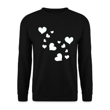Muster Herzen Herz Symbol - Unisex Pullover - Schwarz - Vorne - Alina (178cm) & Michal (187cm)