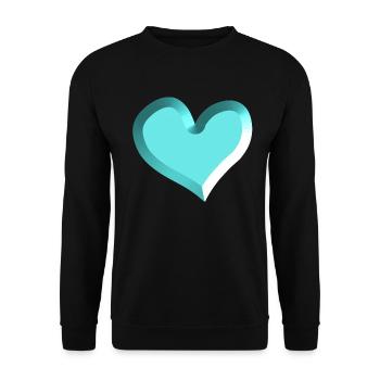 blaues Herz Symbol rot Liebe - Unisex Pullover - Schwarz - Vorne - Alina (178cm) & Michal (187cm)