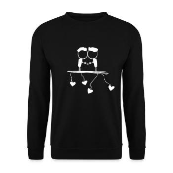 herzen Pärchen Lgbt schwul liebe - Unisex Pullover - Schwarz - Vorne - Alina (178cm) & Michal (187cm)