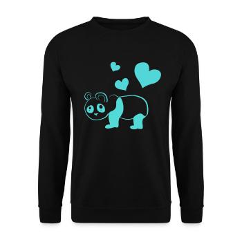 Panda blue hearts animal love animal - Unisex Sweatshirt - black - Front - Alina (178cm) & Michal (187cm)