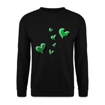 motif de cœur vert paillettes - Sweat-shirt Unisexe - noir - Devant - Alina (178cm) & Michal (187cm)
