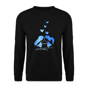 Amoureux lesbiennes bleus paillettes amour - Sweat-shirt Unisexe - noir - Devant - Alina (178cm) & Michal (187cm)