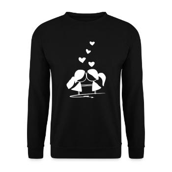 liebespaar herzen lesbisch lgbt symbol - Unisex Pullover - Schwarz - Vorne - Alina (178cm) & Michal (187cm)