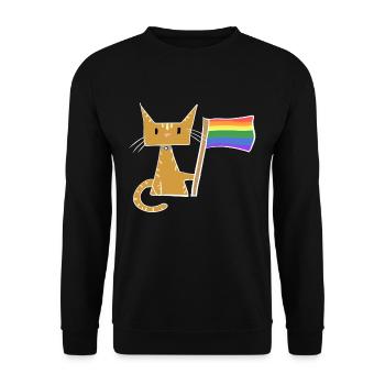 Katze Lgbt Flagge Tier Liebe - Unisex Pullover - Schwarz - Vorne - Alina (178cm) & Michal (187cm)