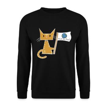 sauver la planète drapeau chat protection du climat - Sweat-shirt Unisexe - noir - Devant - Alina (178cm) & Michal (187cm)