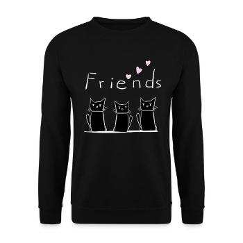 Freunde drei Katzen Tiere tier - Unisex Pullover - Schwarz - Vorne - Alina (178cm) & Michal (187cm)
