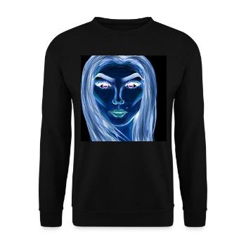 Frau Symbol Gesicht Kunst Zeichnung - Unisex Pullover - Schwarz - Vorne - Alina (178cm) & Michal (187cm)