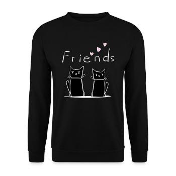 Freunde Freund Freundschaft Katzen Katze - Unisex Pullover - Schwarz - Vorne - Alina (178cm) & Michal (187cm)