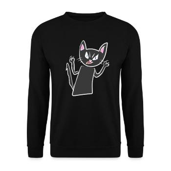 Symbole de chat animal gris rage en colère - Sweat-shirt Unisexe - noir - Devant - Alina (178cm) & Michal (187cm)