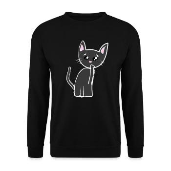 Sad Cat Animal Symbol Sad - Unisex Sweatshirt - black - Front - Alina (178cm) & Michal (187cm)