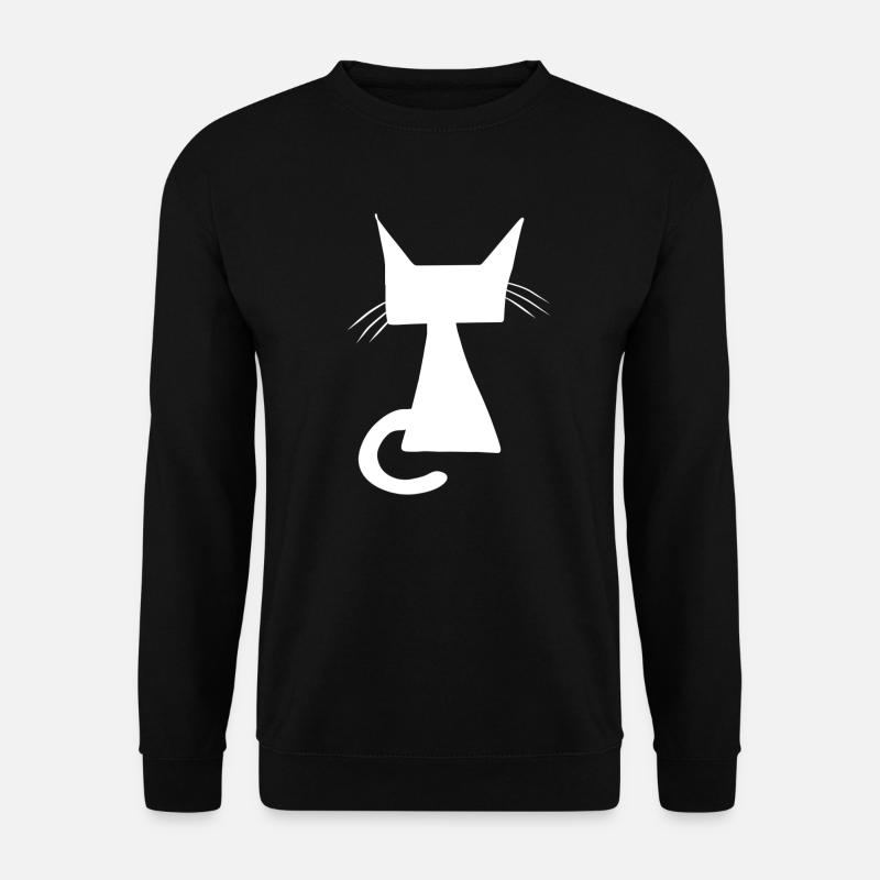 Katze Symbol Tier Haustier Umriss - Unisex Pullover - Schwarz