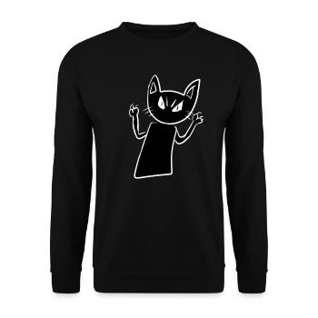 Cat creepy angry angry animal - Unisex Sweatshirt - black - Front - Alina (178cm) & Michal (187cm)