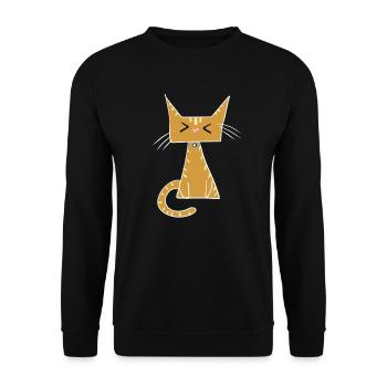 orange Katze Tier Haustier cartoon süß - Unisex Pullover - Schwarz - Vorne - Alina (178cm) & Michal (187cm)